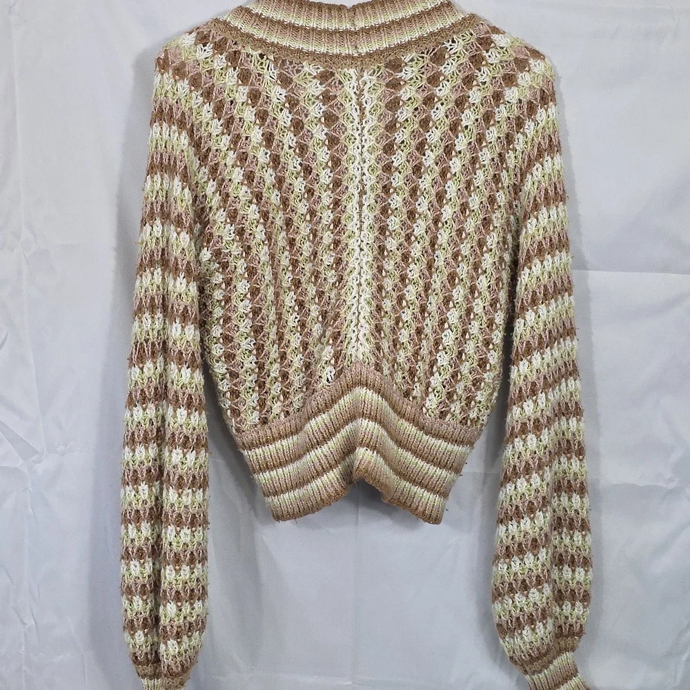 Love Tree Beige & Brown Patterned Cardigan Womens Size Medium (W614) - Picture 3 of 3